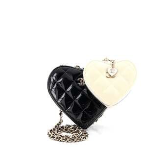 Chanel Double Heart Clutch With Chain #222426C34B